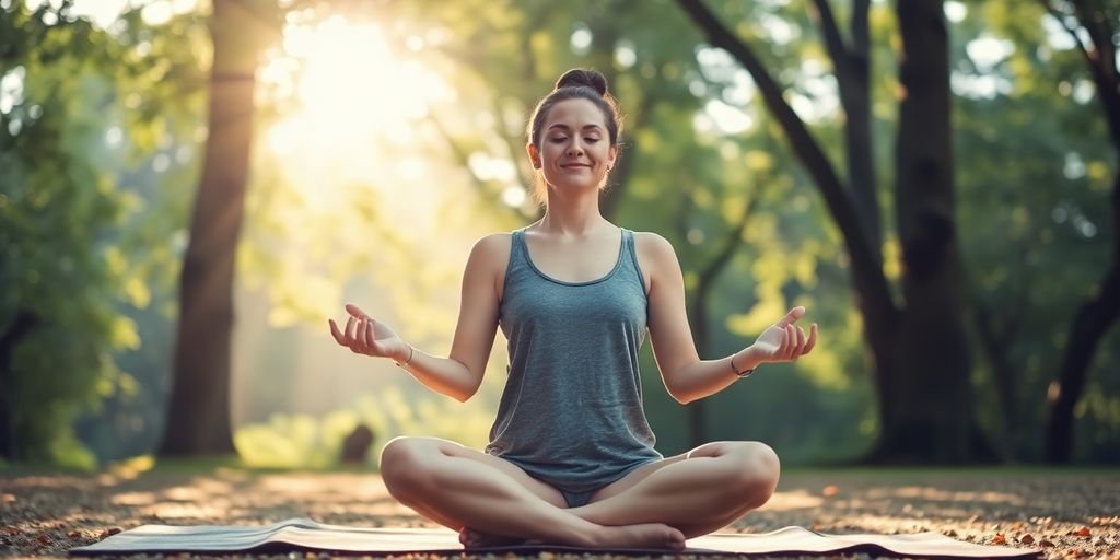 Person meditating in nature for stress relief therapy.