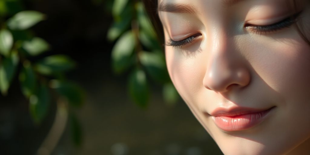 Person meditating peacefully in nature.
