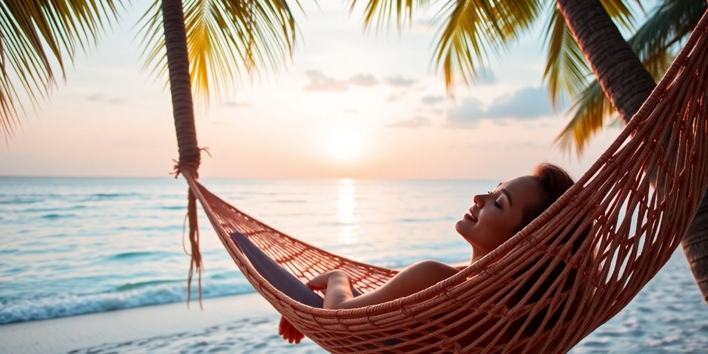 Person relaxing in a serene setting