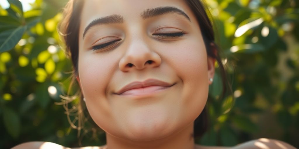 Person meditating peacefully in nature, serene