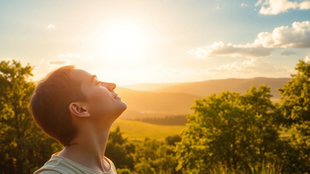 Man looking at bright sky, finding purpose