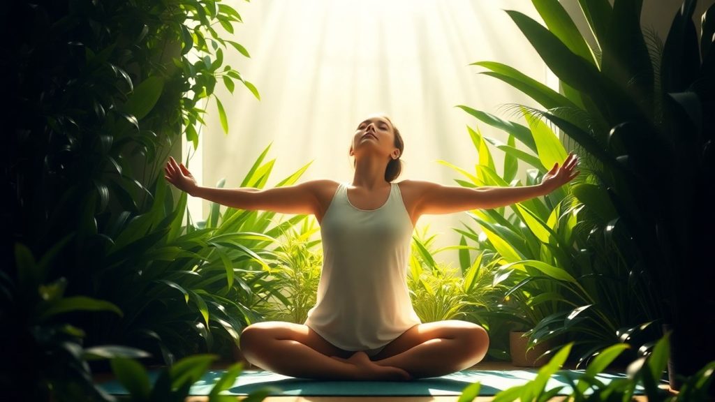 Woman in yoga pose for stress relief